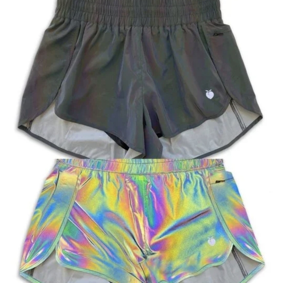 NWT Flexliving Rainbow Reflective Track Shorts Size XS - Picture 3 of 7